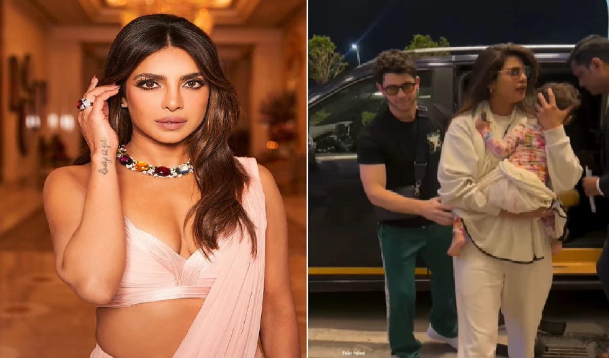 मुंबई एयरपोर्ट पर बेटी मालती मैरी के साथ स्पॉट हुई Priyanka Chopra, पति निक जोनस ने पैप्स को चुप कराया