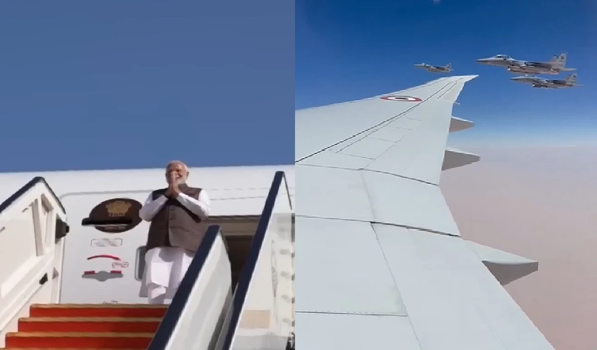 F-15 Fighter Jets ने अचानक घेरा पीएम मोदी का विमान, Video देख दुनिया के उड़े होश!