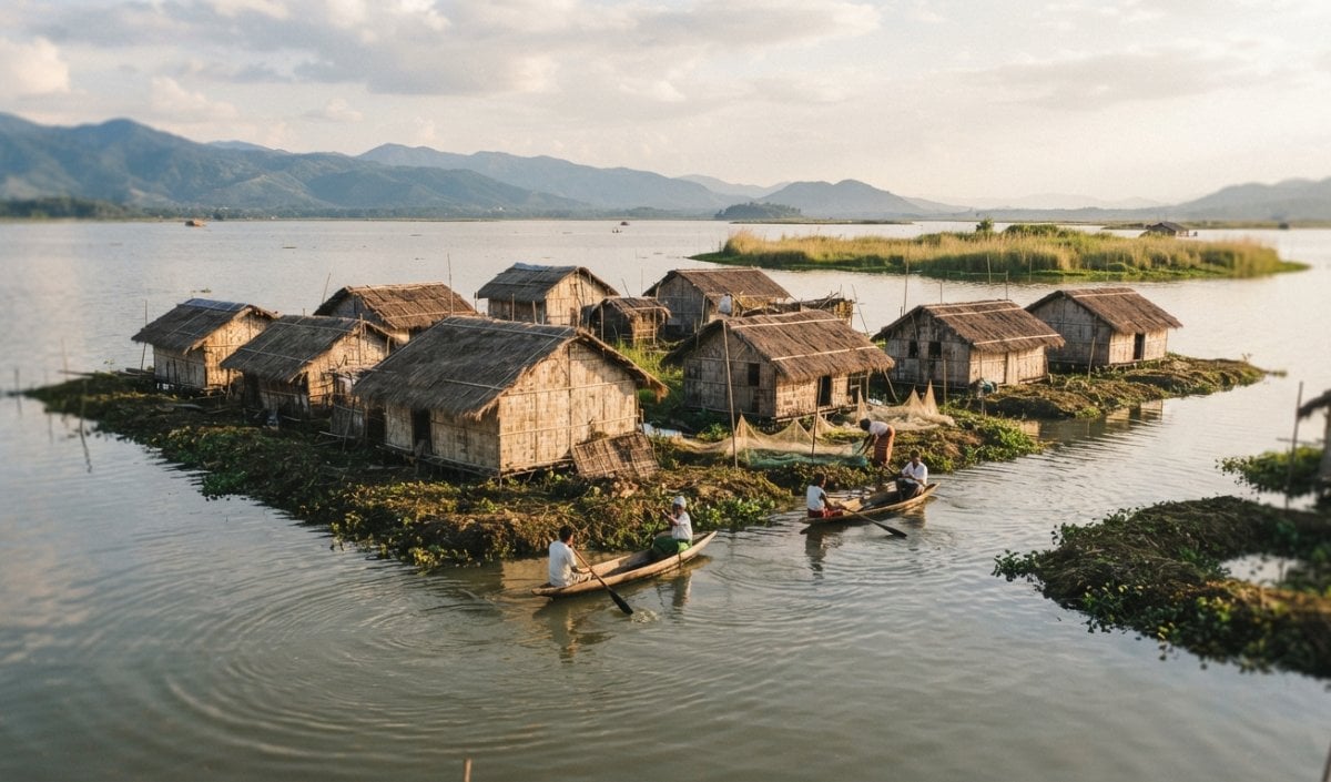 Manipur के Loktak Lake पर बसा Floating Village Champu Khangpok पानी पर तैरता है